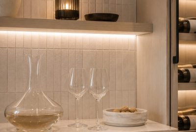 Modern wine bar close up