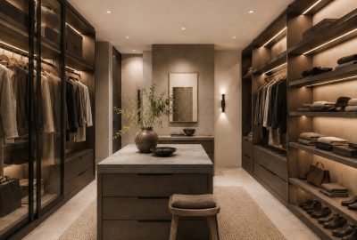 Brutalism walk in closet