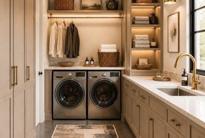Transitional laundry room